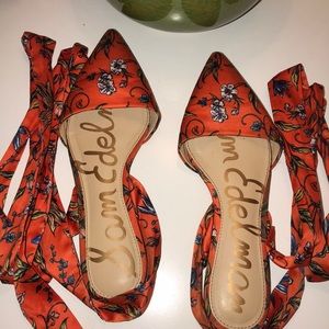 Sam edelman floral wrap tie flats